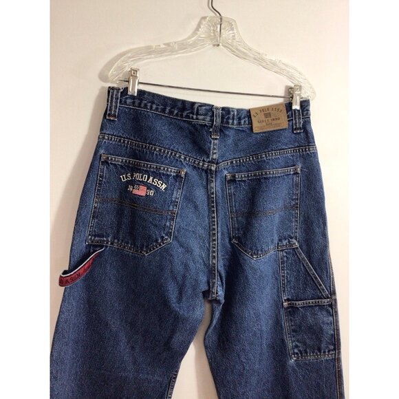 US Polo Assn Baggy Jeans Y2K Wide Leg Carpenter Denim Mens 36 X 30 - Picture 2 of 7